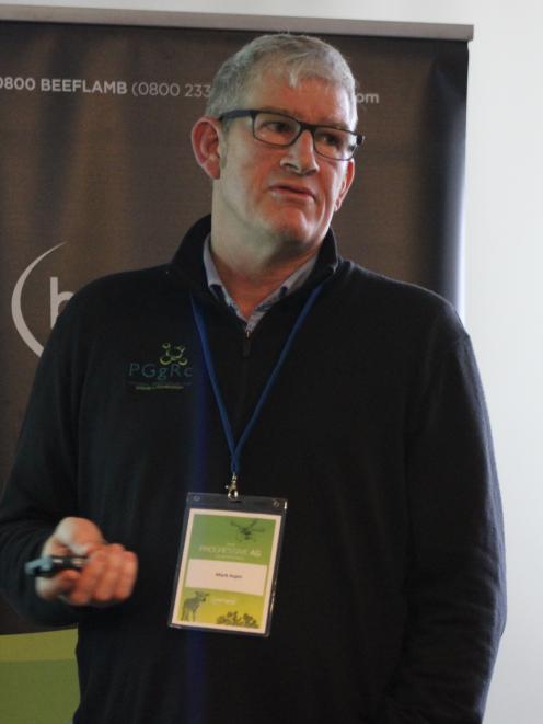 Pastoral Greenhouse gas Research Consortium general manager Mark Aspin goes over the work which has been on going in the methane space, at the Progressive Ag conference in Gore last week. Photos: Nicole Sharp