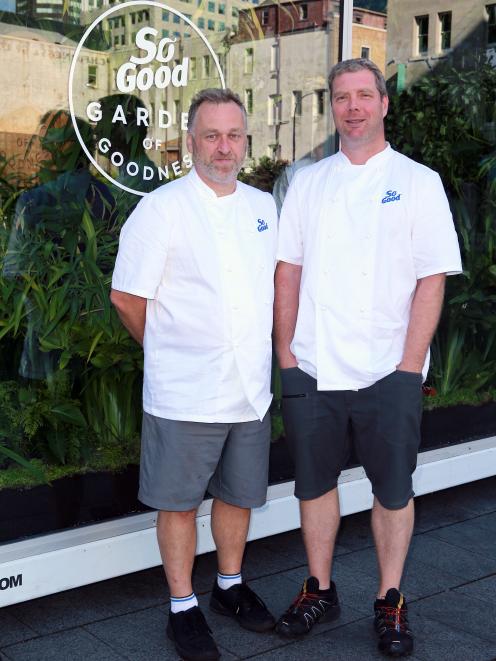 Otago Polytechnic food design lecturers Tony Heptinstall (left) and Timothy Lynch outside their ‘...