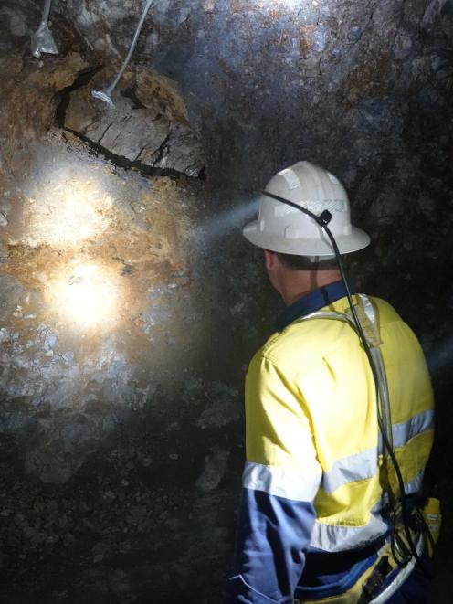 Oceana Gold’s underground Correnso mine at Waihi in the Coromandel. Pictured, an intercept with...