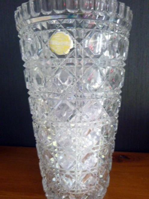 A crystal vase won by Sally Grant's father, Ron, at the New Zealand and South Seas Exhibition in...