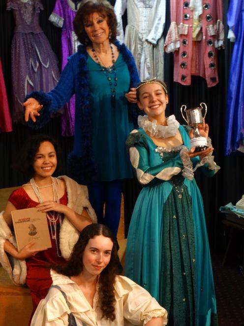 Queen’s High School drama teacher Terry MacTavish (rear) is thrilled at the success of pupils (from left) Krystal O’Gorman (17), Shy Smith (17) and Chloe Robertson (17) on the national and world stages. Photo: Brenda Harwood Queen’s High School drama teacher Terry MacTavish (rear) is thrilled at the success of pupils (from left) Krystal O’Gorman (17), Shy Smith (17) and Chloe Robertson (17) on the national and world stages. Photo: Brenda Harwood