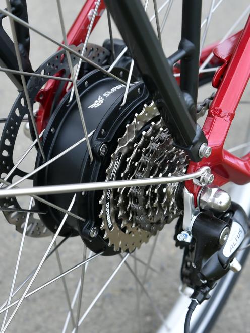 The electric motor on the rear hub.