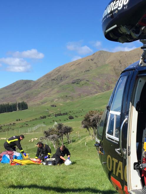 Crew from the Otago Regional Rescue Helicopter attend an incident involving a parapenter...