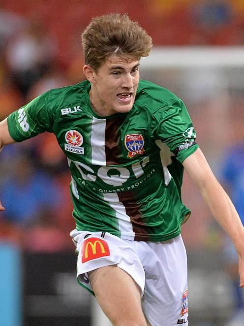 Max Burgess in action for the Newcastle Jets in 2015. Photo: Getty Images