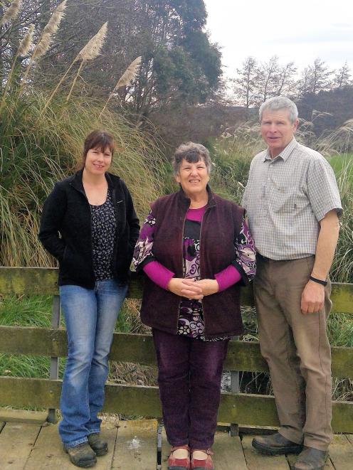Southland farmers Sheena Casey (left) and parents Jan and Adam McCall are delighted crossbred...