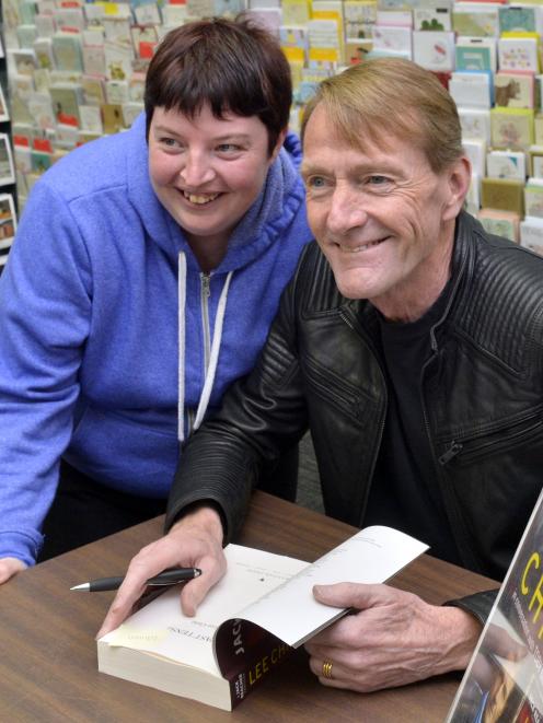 Dunedin Lee Child fan Lauren Batten gets a book signed by her favourite author. Photo: Gerard O...