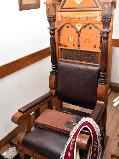 A grand master’s chair from a Middlemarch lodge.