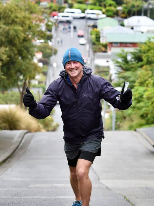 Andrew Roozen is the first person to do the Everest challenge up Dunedin's Baldwin St. PHOTO:...