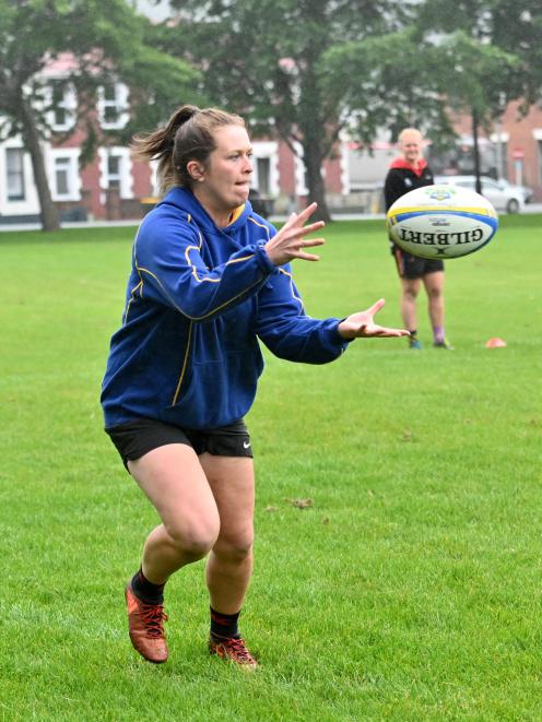 Otago sevens player Julia Gorinski at Otago sevens training at North Ground earlier this week....