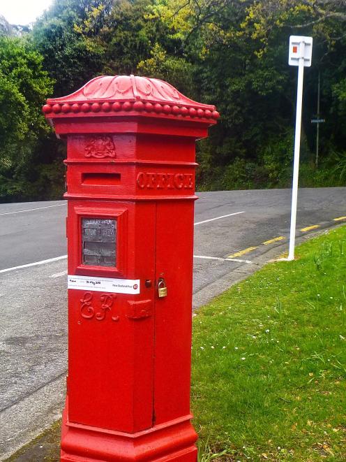 Penfold design Edwardian postal box, located outside Olveston's main entrance in Cobden St. The...