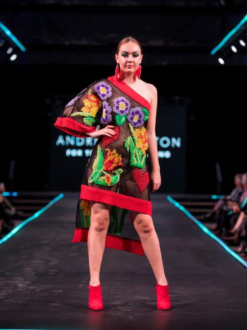 Sophie Mathias, of Alexandra, models Gore designer Andre Johnston’s supreme winning garment ‘‘For...