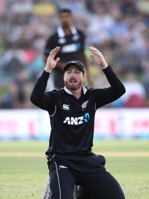 Martin Guptill of the New Zealand Blackcaps reacts during the One Day International match between New Zealand and Sri Lanka at Bay Oval. Photo: Getty Images