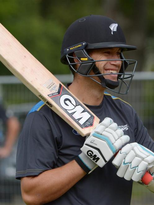 Black Caps batsman Ross Taylor during a net session yesterday. Photo by Gerard O'Brien.