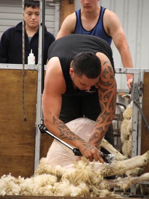 Mataura shearer Brett Roberts competes at the semifinal of the open division at the Gore Southern...