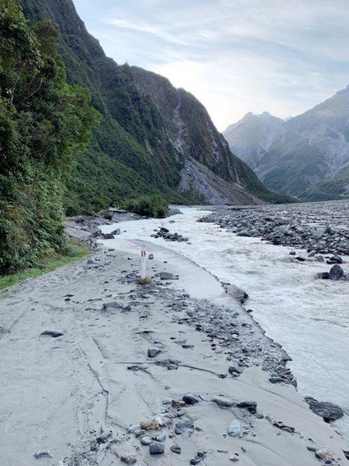 The access road to Fox Glacier was damaged in a landslip last week. PHOTO: DEPARTMENT OF...
