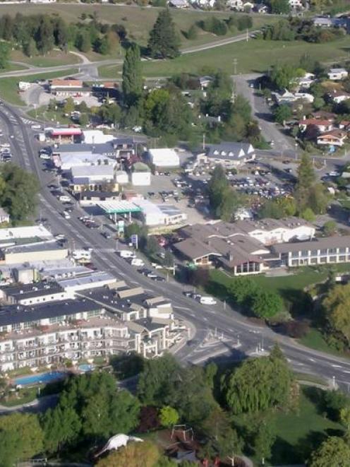 Central Wanaka, with Ardmore St running down the hill towards Lake Wanaka at centre. Photo by...