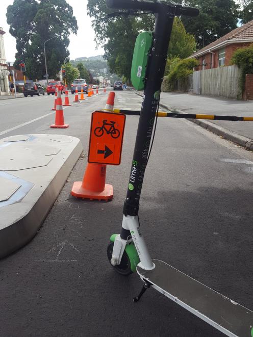 A barrier on the cycle lane. DAVID LOUGHREY