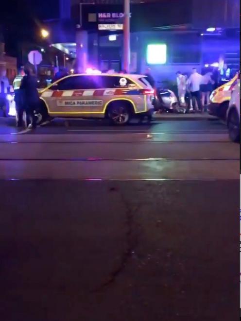 Police and rescue services are seen following a shooting incident outside a nightclub, in Prahran...
