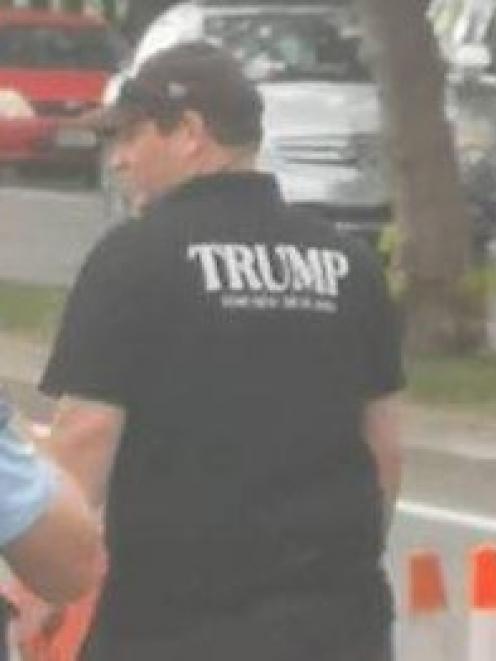 Police released this image of the man who was seen wearing a Trump t-shirt and yelling abuse...