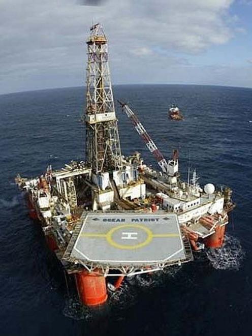The rig Ocean Patriot, the second-last rig seen off the coast of Oamaru, test drilling in 2006. Photo: Supplied