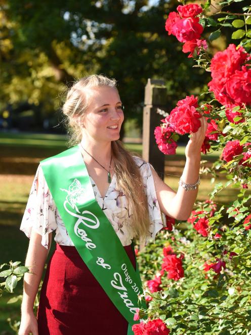 Otago Rose of Tralee representative Rose-Antoinette Gilbert (27) takes a break at the Dunedin...