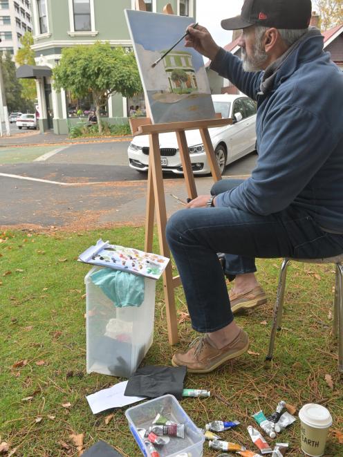 Beginner oil painter Peter Williamson (62) starts his first big canvas at the weekend. PHOTO:...