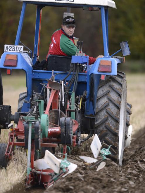 Scott McKenzie in action ploughing during a recent ploughing match on the Taieri. Photo: Gerard O...