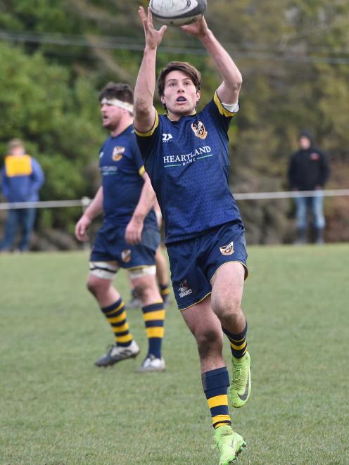 Dunedin first five-eighth George Witana takes a quick sideline throw-in during his side's Dunedin...