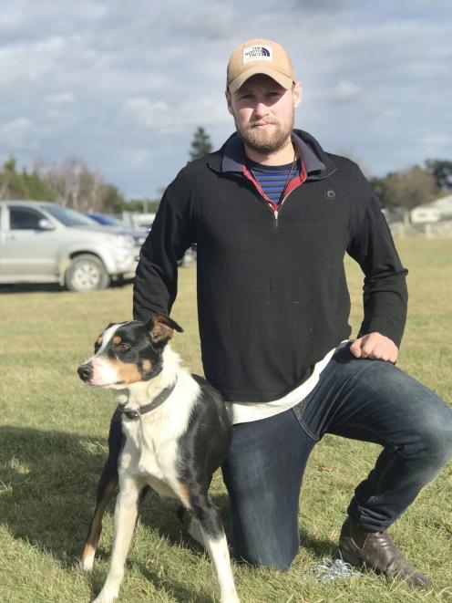 Jack Mansfield with Jack the dog, who sold for a record $10,000 at the Ashburton dog sale, at...