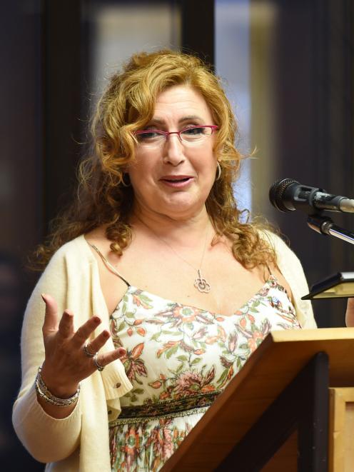 International best-selling author Paullina Simons speaks to fans at the Dunedin Public Library last night. Photo: Gregor Richardson