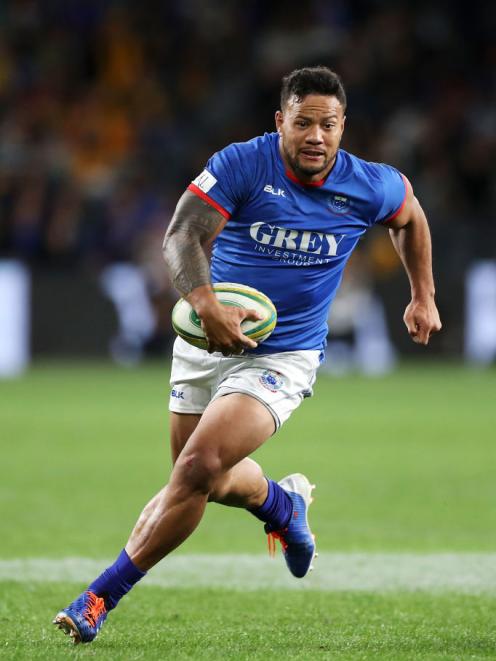  Samoan outside back Tim Nanai-Williams looks for some space against Australia in Sydney last Saturday. Photo: Getty Images