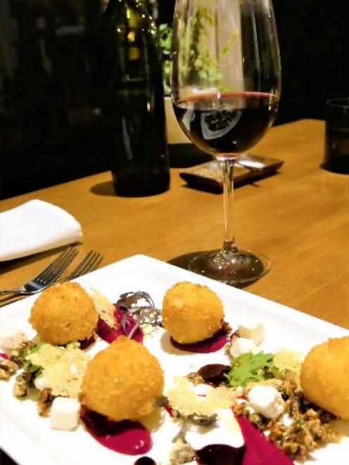 The Ake Ake 2018 Chambourcin was a tasty complement to the goat’s cheese croquette entree. PHOTO:...