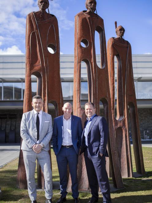 Dunedin Airport chief executive Richard Roberts (left), Invercargill Airport general manager Nigel Finnerty and Queenstown Airport Corporation chief executive Colin Keel want to collaborate more. Photo: Supplied