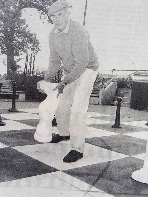 Roy Keeling making the first move on the East Street chessboard 24 years ago.