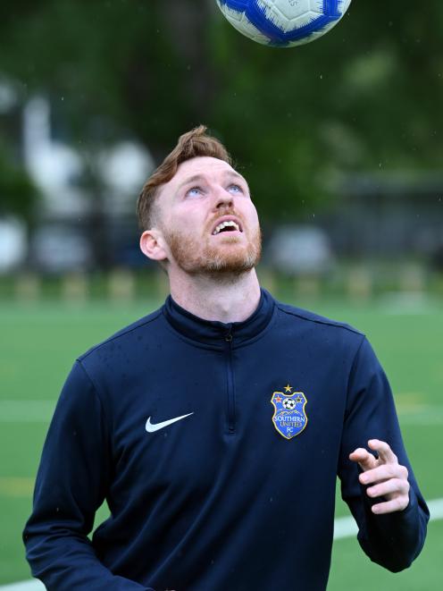 Danny Ledwith practises at Logan Park this week as he prepares for Southern United’s match...