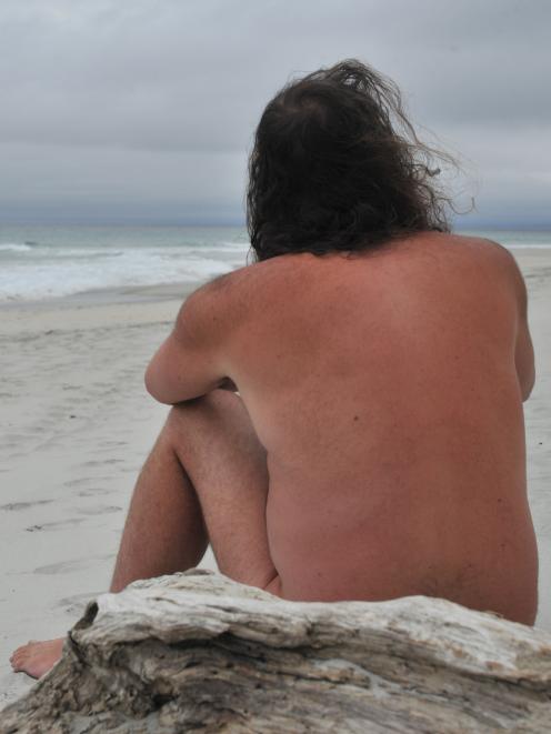 The Dunedin naturist, who wished to remain anonymous, returned to Smaills Beach yesterday after police were called about him on Monday. Photo: Christine O'Connor