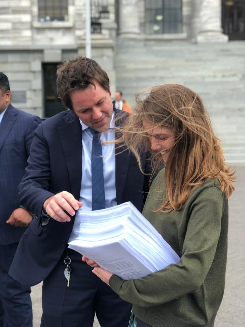 Clutha-Southland MP Hamish Walker with Gibbston film-maker Niamh Peren before she presented her ‘...