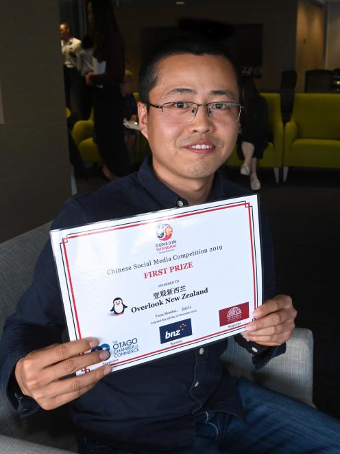 Chinese social media competition winner Eric Li at the award presentation. PHOTO: LINDA ROBERTSON