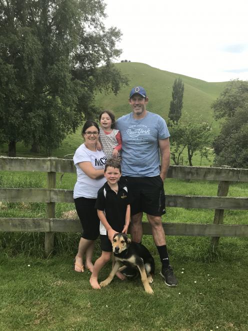 Tom and Jacque Donnelly and their children Charlie (3) and Harvey (6) are enjoying a taste of farming life on their lifestyle property 20 minutes north of Dunedin. Photo: Alice Scott