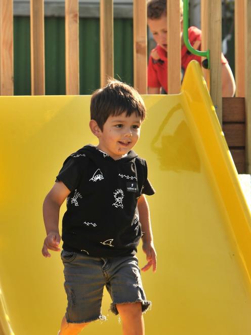 First on the new slide was Reiko Boyce (2), while Ethan Casbolt (6) plays in the background at...