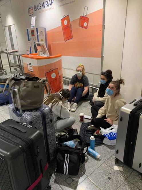 STRANDED: Olivia Leslie (left) with her friends Kim, Manda and Emiliee are among many Cantabrians...