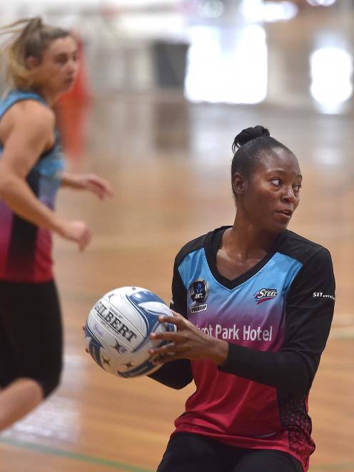Steel shooter Kalifa McCollin searches for someone to pass to during a training session at the...