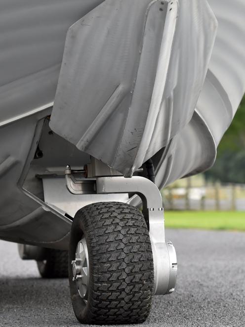 Close-up view of the front wheel and its door. PHOTO: PETER MCINTOSH