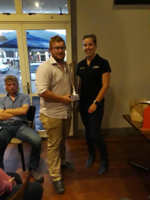 Serving young farmers ... Marcus White received a service award from New Zealand Young Farmers...