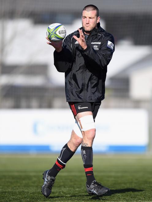 Alex Ainley catches the ball during a Crusaders training session at English Park in Christchurch...