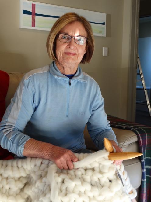 Wanaka merino wool blanket knitter Judi Barton. PHOTO: MARK PRICE