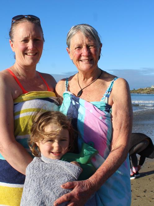 Riverton family members (from left) Tanya Colyer, Mia Mennel (6) and Sue Colyer braved the harsh...