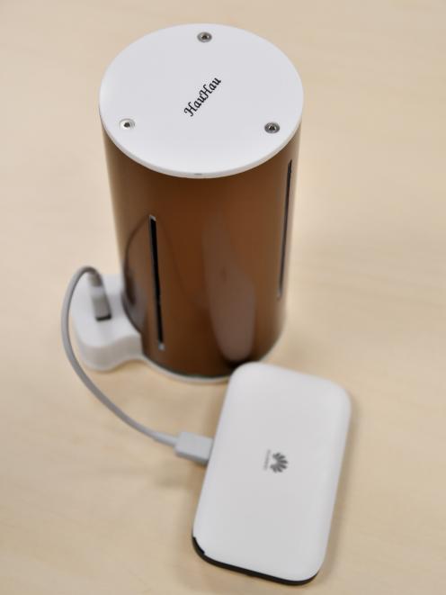This in-home sensor can provide data on indoor air quality. PHOTO: LAURA SMITH