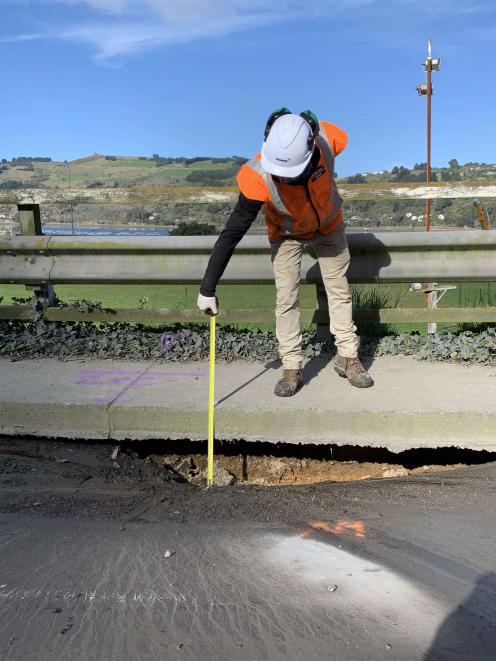 A worker inspects the void. Photo: Supplied