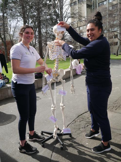 University of Otago School of Physiotherapy third-year students Julia Law (21, left), of Kapiti,...